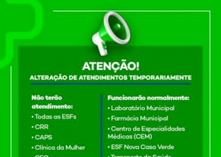 Funcionamento das unidades de saúde terá alterações na terça-feira (15)